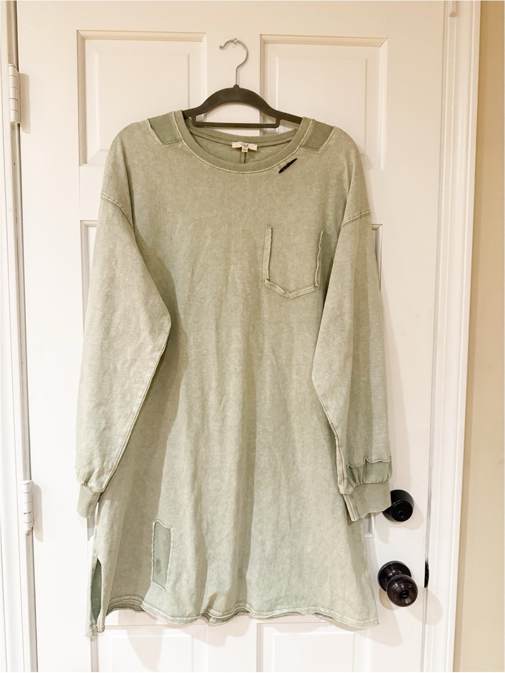 Easel Light 3/4 Blue Gauze Midi Dress L